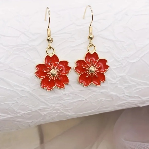 NIP flower charm dangle earrings - Picture 1 of 3